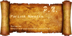 Parizek Nanetta névjegykártya